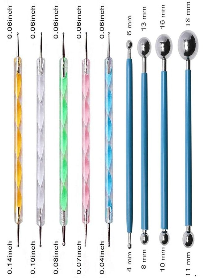 SHB 9 Piece Ball and Wooden Dotting Tool Set Embossing Stylus for Clay Pottery Ceramic Nail Art and Polymer Clay - Image 1