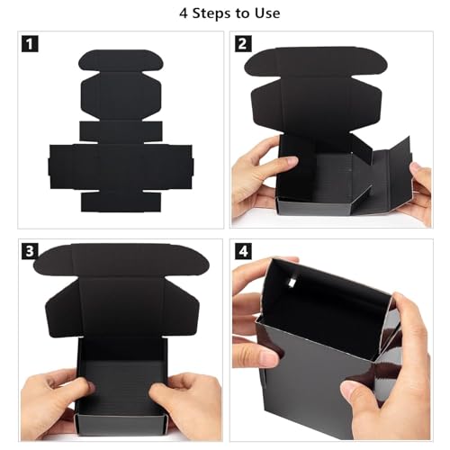 MALANI STORES Premium Eco-friendly 6x4x2 inch Black selflock corrugated 3ply boxes Pack of -25 - Image 3