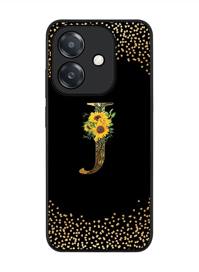 Stylizedd For Oppo A5i Case,Slim fit Camera Protection, Shockproof Thin Phone cover  - Custom Floral Monogram - J ( Black )