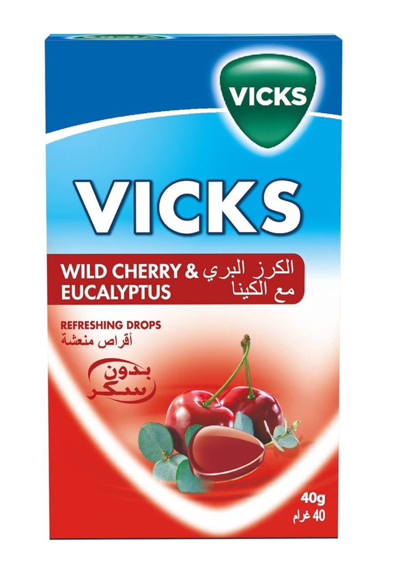 Vicks Refreshing Drops with Wild Cherry and Eucalyptus 40g