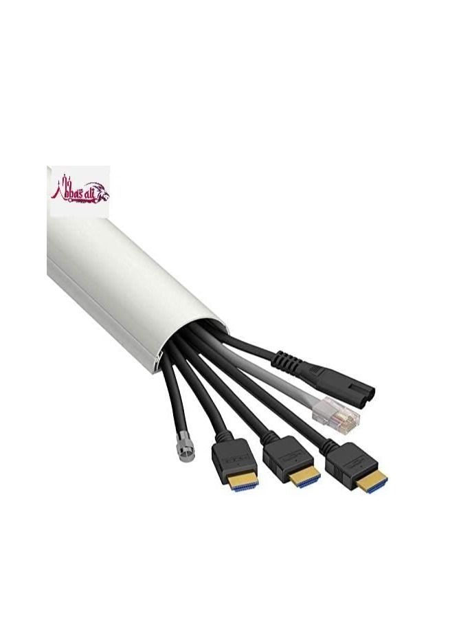 ABBASALI 1 Meter White Floor PVC Trunking With Self Adhesive Red Sticker Wall Cord Cover Cable - Image 4