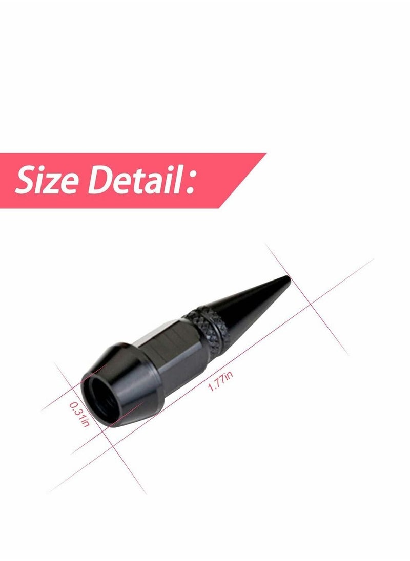 Y&D Car Wheel Tire Valve Caps, 4 Pack Spiked Aluminum Stem Attractive Dustproof Accessories, Universal for Most Vehicles (Black)  - Image 2