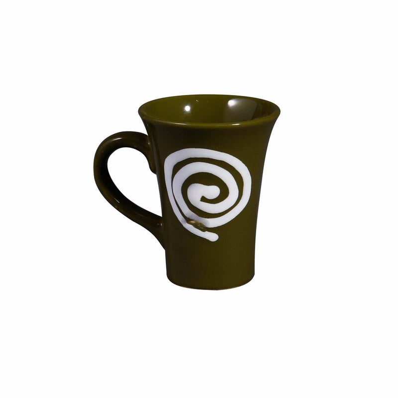 Caffeine Ceramic Handmade Pickle Green Doodle Tea Cup (Set of 1)