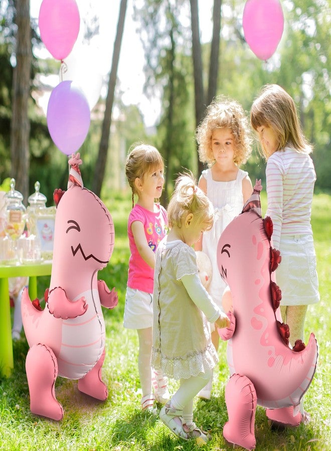 Arrowbash 2 Pcs 4d Pink Dinosaur Balloons Inflatable Matte Dinosaur T Rex Foil Balloons for Dino Themed Birthday Party Decoration Baby Shower Gender Reveal Decorations Favors - Image 5