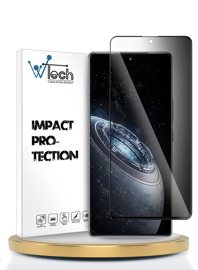 دبليو تيك واقي شاشة من الزجاج المقسى بريميوم E2E للخصوصية وغطاء كامل لهاتف انفينيكس GT 20 Pro 5G 2024 شفاف/أسود - Image 1