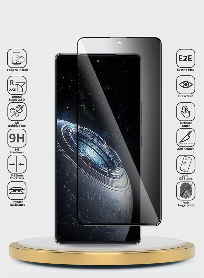 دبليو تيك واقي شاشة من الزجاج المقسى بريميوم E2E للخصوصية وغطاء كامل لهاتف انفينيكس GT 20 Pro 5G 2024 شفاف/أسود - Image 2