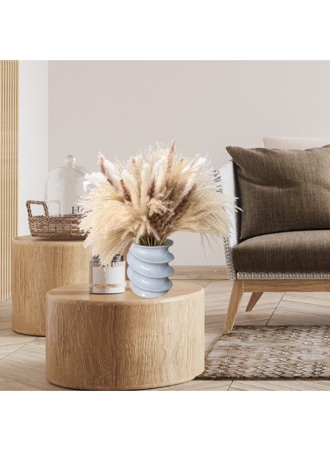 MirageBotanics Natural Dried Pampas Grass Bouquet 60Pcs: Brown Gray White Reed Pampas with Vase,Dry Plants Dry Flowers Arrangements Decorations for Home Room Office Party Decor - Image 2