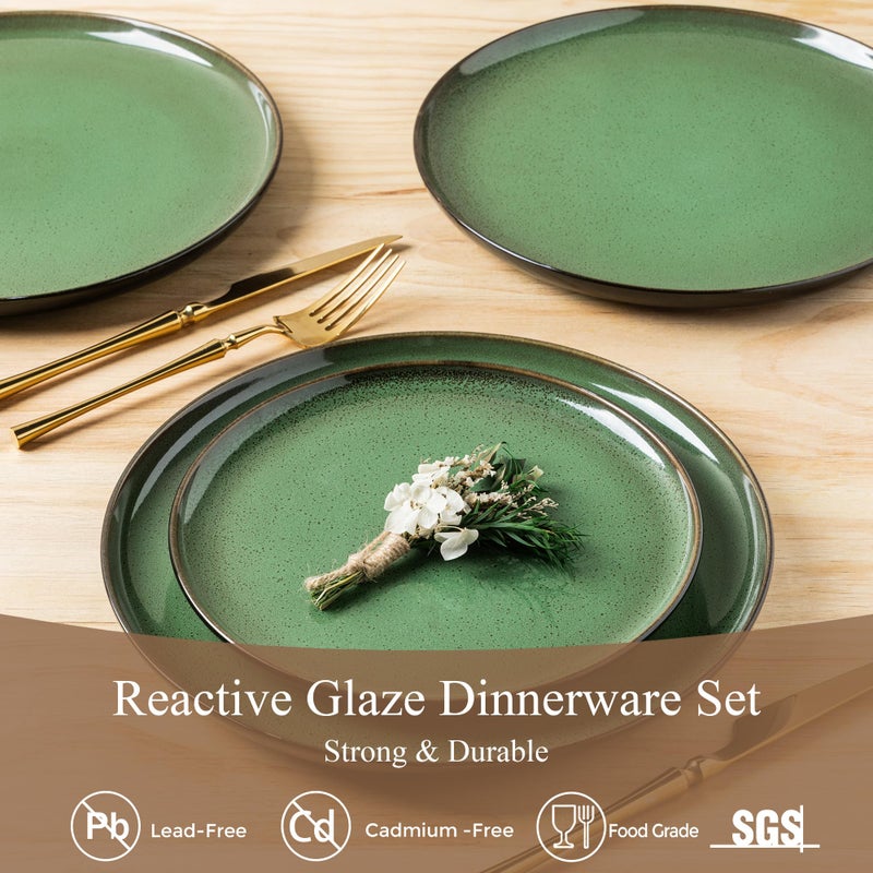 LERATIO Ceramic Dinnerware Sets for 4,Porcelain Plates and Bowls Sets,Handmade Reactive Glaze Dishes Set,Oven&Dishwasher & Microwave Safe,Service for 4 - Image 3