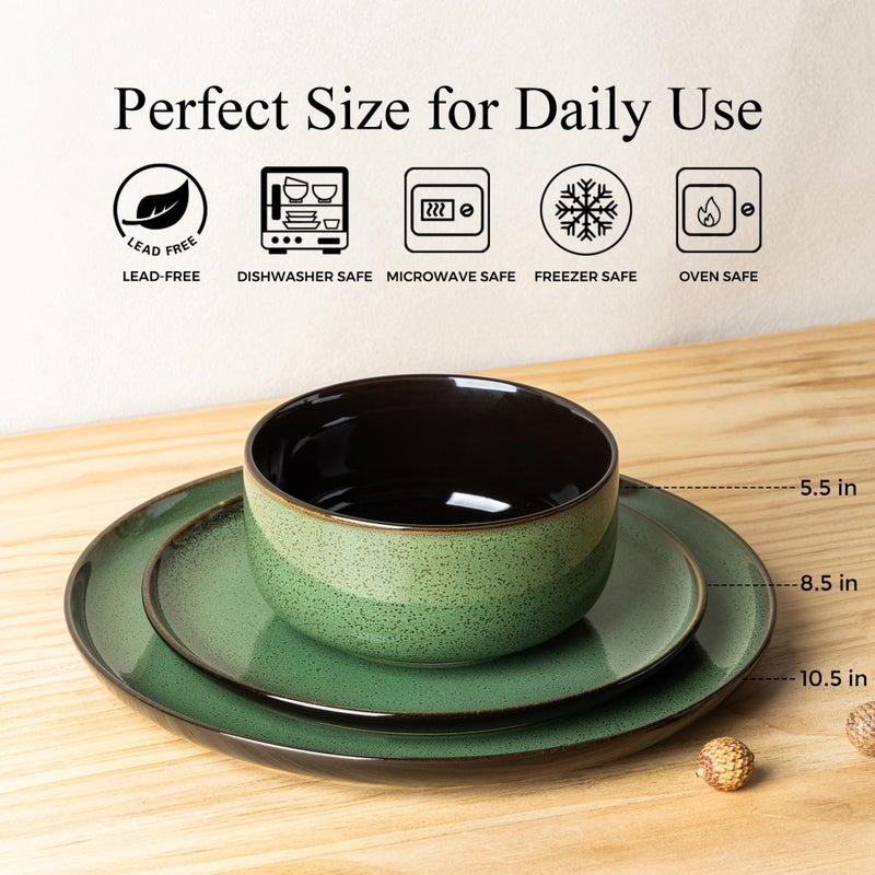 LERATIO Ceramic Dinnerware Sets for 4,Porcelain Plates and Bowls Sets,Handmade Reactive Glaze Dishes Set,Oven&Dishwasher & Microwave Safe,Service for 4 - Image 2