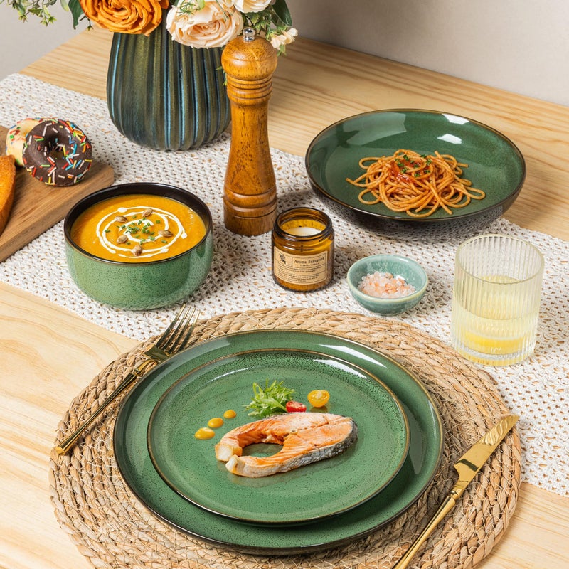 LERATIO Ceramic Dinnerware Sets for 4,Porcelain Plates and Bowls Sets,Handmade Reactive Glaze Dishes Set,Oven&Dishwasher & Microwave Safe,Service for 4 - Image 5