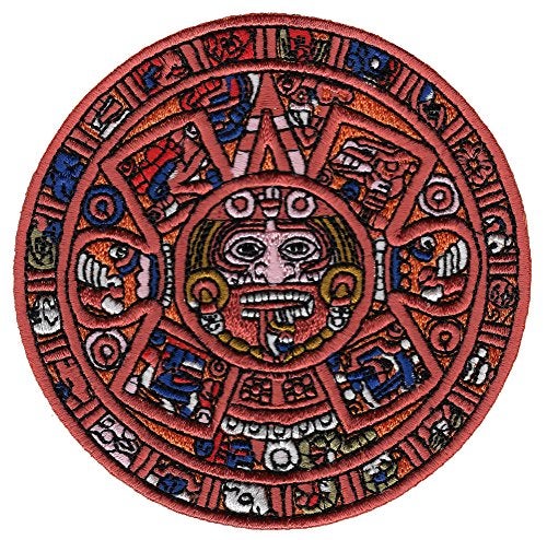 Cypress Collectibles Embroidered Patches Aztec Mayan Doomsday Calendar IronOn Embroidered Piedra Del Sol Sun Stone Patch