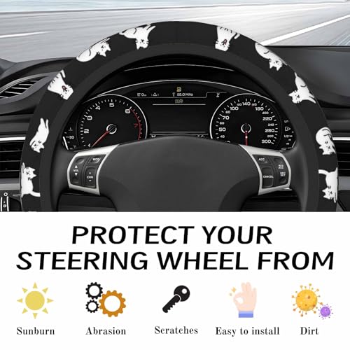 KWSAAHU Steering Wheel Cover Accessories Neoprene Cover, Breathable Non-Slip Easy to Install Suitable for Women Men, 14.5-15.5 Inch for Car SUV Van Truck Universal - Lazy Kitten - Image 4