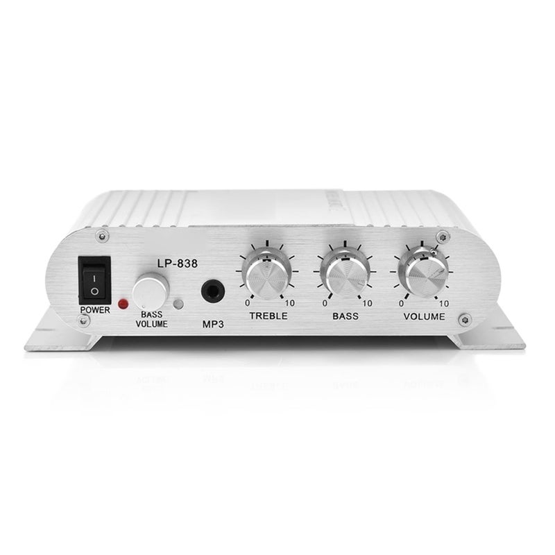 2 Channel Stereo Power Amplifier With Bass Control Black For Car And Home Systems - Image 2