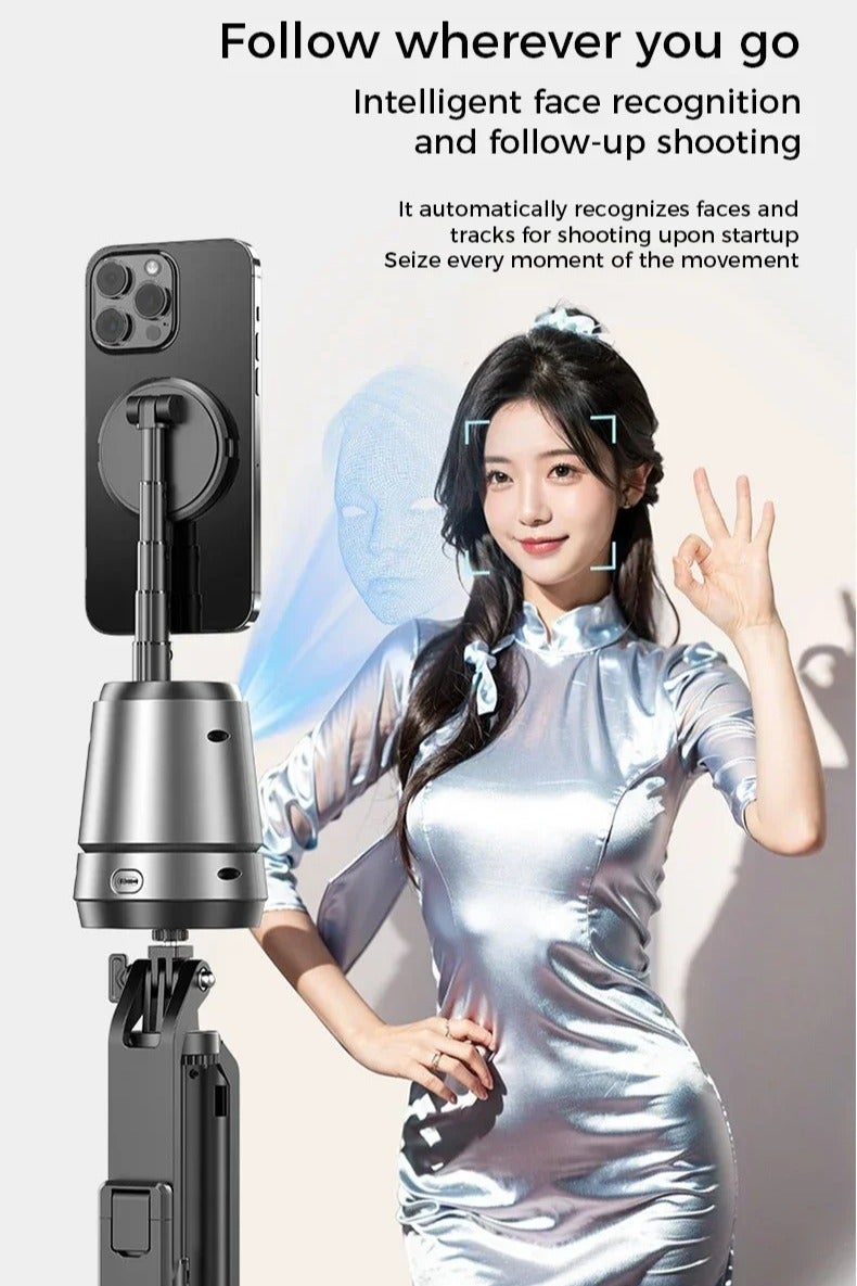 Shopit Automatic Face Tracking Phone Holder, Magnetic Horizontal Stabilizer, 360 Rotation Selfie Stick, Ai Face Tracking Gimbal Tiktok Shooting Remote Control Phone Holder - Image 5
