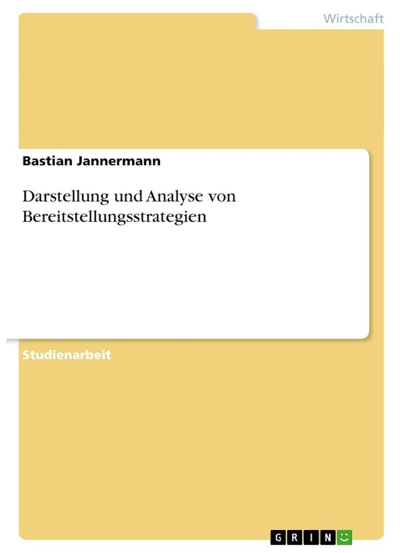 Darstellung und Analyse von Bereitstellungsstrategien 