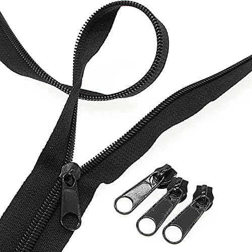 SHUNLI #5 Nylon Coil Zippers by The Yard Black Sewing Zipper Bulk 10 Yards with 25 PCS Pulls Sliders for DIY Tailor Sewing Crafts Bags Pillows,SHUNLI - Image 2