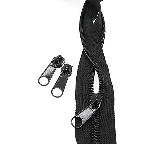 SHUNLI #5 Nylon Coil Zippers by The Yard Black Sewing Zipper Bulk 10 Yards with 25 PCS Pulls Sliders for DIY Tailor Sewing Crafts Bags Pillows,SHUNLI - Image 3