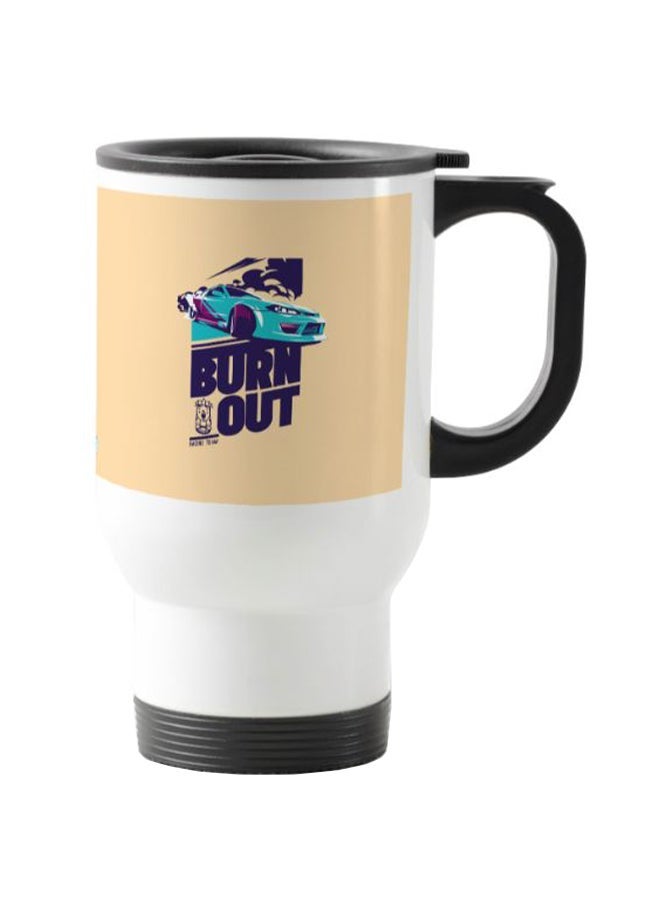 RYN Racing Car Printed Travel Mug White/Beige 13centimeter