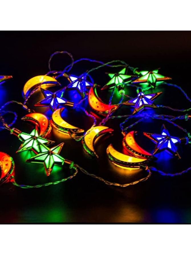VUCATIN Mubarak Ramadan Eid String Light,9.84 Feet 20 LEDs Eid Al Adha Decorations String Lights Moon Star Lantern Lamp for Ramadan Indoor Outdoor Home Decoration Party Supplies,Battery Operated (A) - Image 2