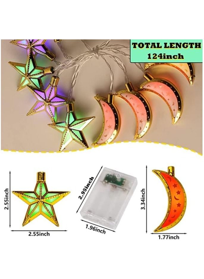 VUCATIN Mubarak Ramadan Eid String Light,9.84 Feet 20 LEDs Eid Al Adha Decorations String Lights Moon Star Lantern Lamp for Ramadan Indoor Outdoor Home Decoration Party Supplies,Battery Operated (A) - Image 5