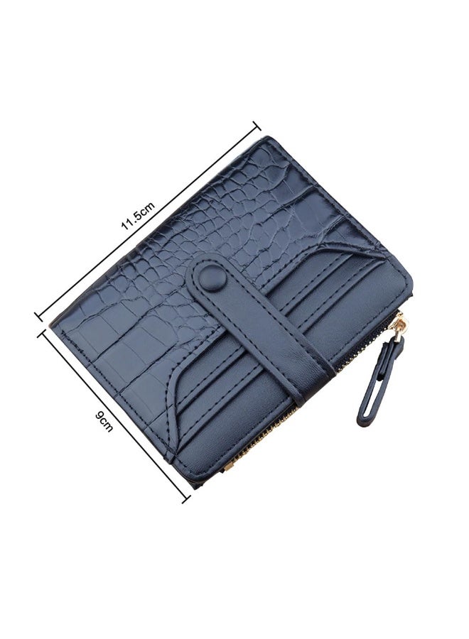 جيه زد اس محفظة JZS للنساء، محفظة ثنائية الطي، مزودة بسحّاب من الجلد، محفظة نقود معدنية، حامل بطاقات ائتمان، محافظ نسائية صغيرة، أنماط أنيقة، نافذة لبطاقة الهوية (أسود) - Image 3