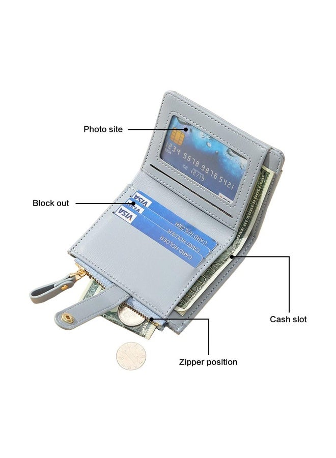 جيه زد اس محفظة JZS للنساء، محفظة ثنائية الطي، مزودة بسحّاب من الجلد، محفظة نقود معدنية، حامل بطاقات ائتمان، محافظ نسائية صغيرة، أنماط أنيقة، نافذة لبطاقة الهوية (أسود) - Image 4