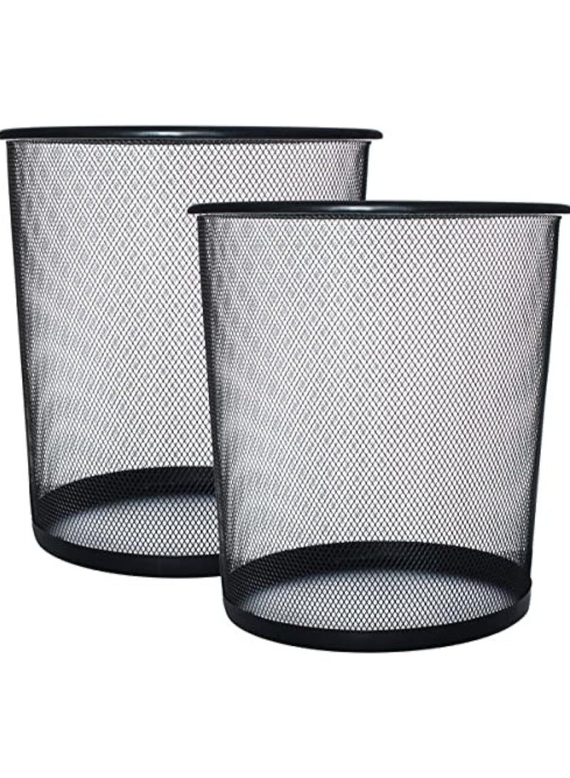 Generic 2 PCS Metal Mesh Wastebasket – Black Trash Bin for Office and Home – Durable Lightweight Design, Easy to Clean - Image 1