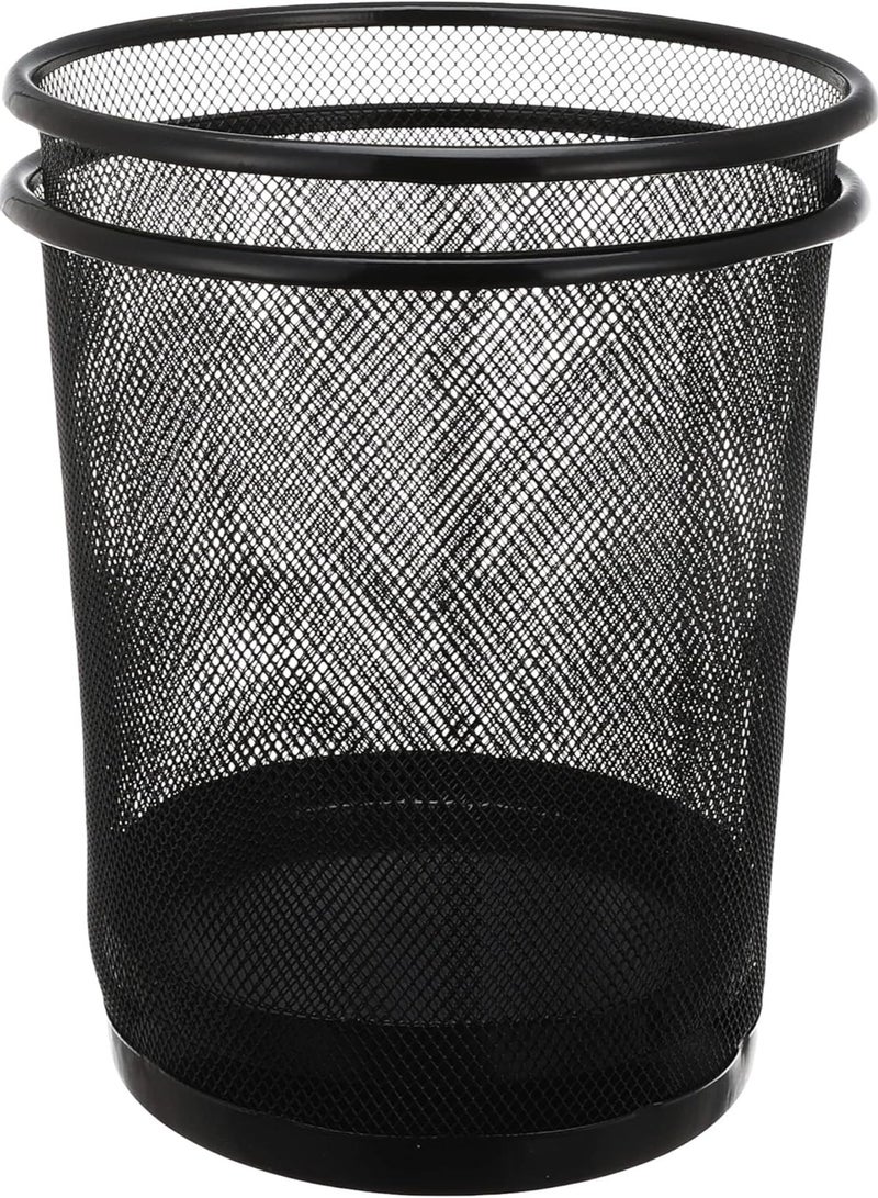 Generic 2 PCS Metal Mesh Wastebasket – Black Trash Bin for Office and Home – Durable Lightweight Design, Easy to Clean - Image 2
