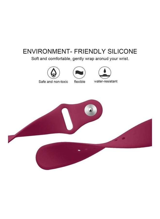 NIBEMINENT Silicone Replacement Strap For Fitbit Versa 2/Fitbit Versa/Fitbit Lite Wine Red  - Image 4