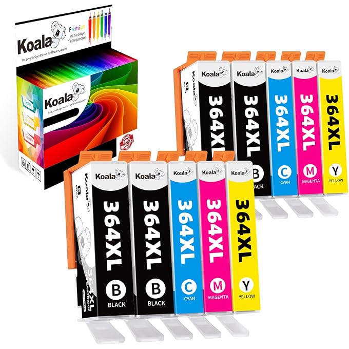 Koala10 Printer Cartridges Compatible with 364XL for Officejet 4622 4620 Deskjet 3520 3070A Photosmart 7510 5524 7520 5520 6520 5522 6510 5515 4*BK 2*C 2*C *M 2*Y
