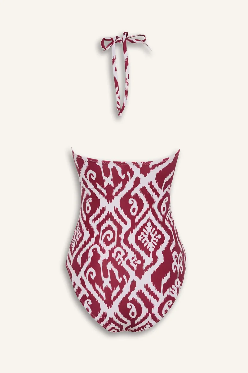 ديفاكتو Fall in Love Ethnic Patterned Halter Swimsuit
