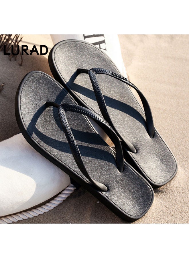 Lurad Women's Flat Heel Flip-flops, Durable Thong Sandals For Beach, Black, Size 35/36 - Image 4