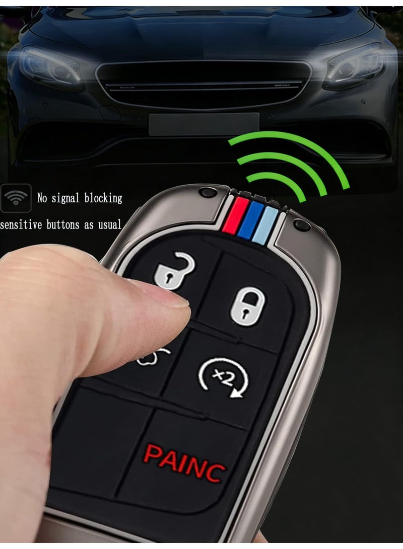NOSKIN Metal Key Fob Cover , Zinc Alloy & Silicone Full Protection Case,Compatible with Jeep, Dodge, Chrysler, Cherokee, Grand Cherokee, Compass, Challenger, Charger, Metal Gray - Image 3