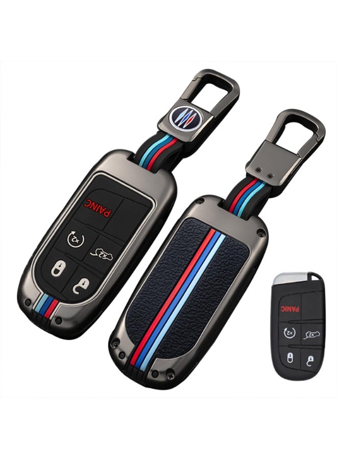 NOSKIN Metal Key Fob Cover , Zinc Alloy & Silicone Full Protection Case,Compatible with Jeep, Dodge, Chrysler, Cherokee, Grand Cherokee, Compass, Challenger, Charger, Metal Gray - Image 1