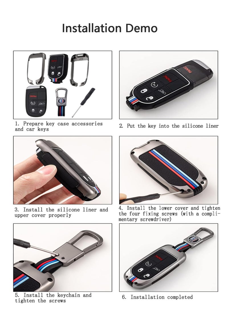 NOSKIN Metal Key Fob Cover , Zinc Alloy & Silicone Full Protection Case,Compatible with Jeep, Dodge, Chrysler, Cherokee, Grand Cherokee, Compass, Challenger, Charger, Metal Gray - Image 4