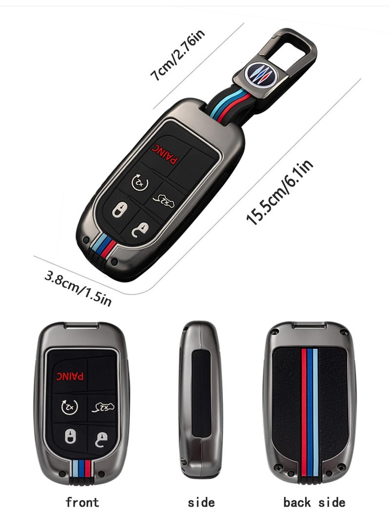 NOSKIN Metal Key Fob Cover , Zinc Alloy & Silicone Full Protection Case,Compatible with Jeep, Dodge, Chrysler, Cherokee, Grand Cherokee, Compass, Challenger, Charger, Metal Gray - Image 2