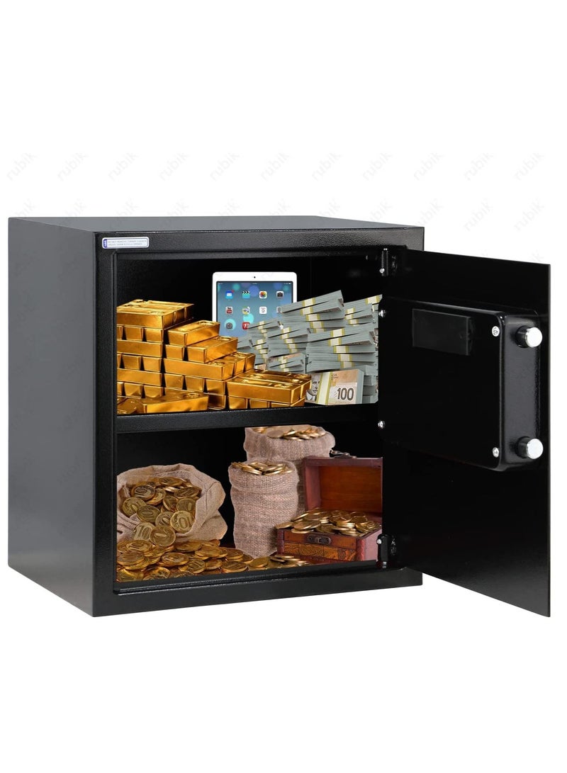 Rubik Large Safe Box for Home Office with Digital Keypad and Key Lock, Security Locker Protect Documents Cash Jewelry Passports (Size 40x38x30cm) Black  - Image 5