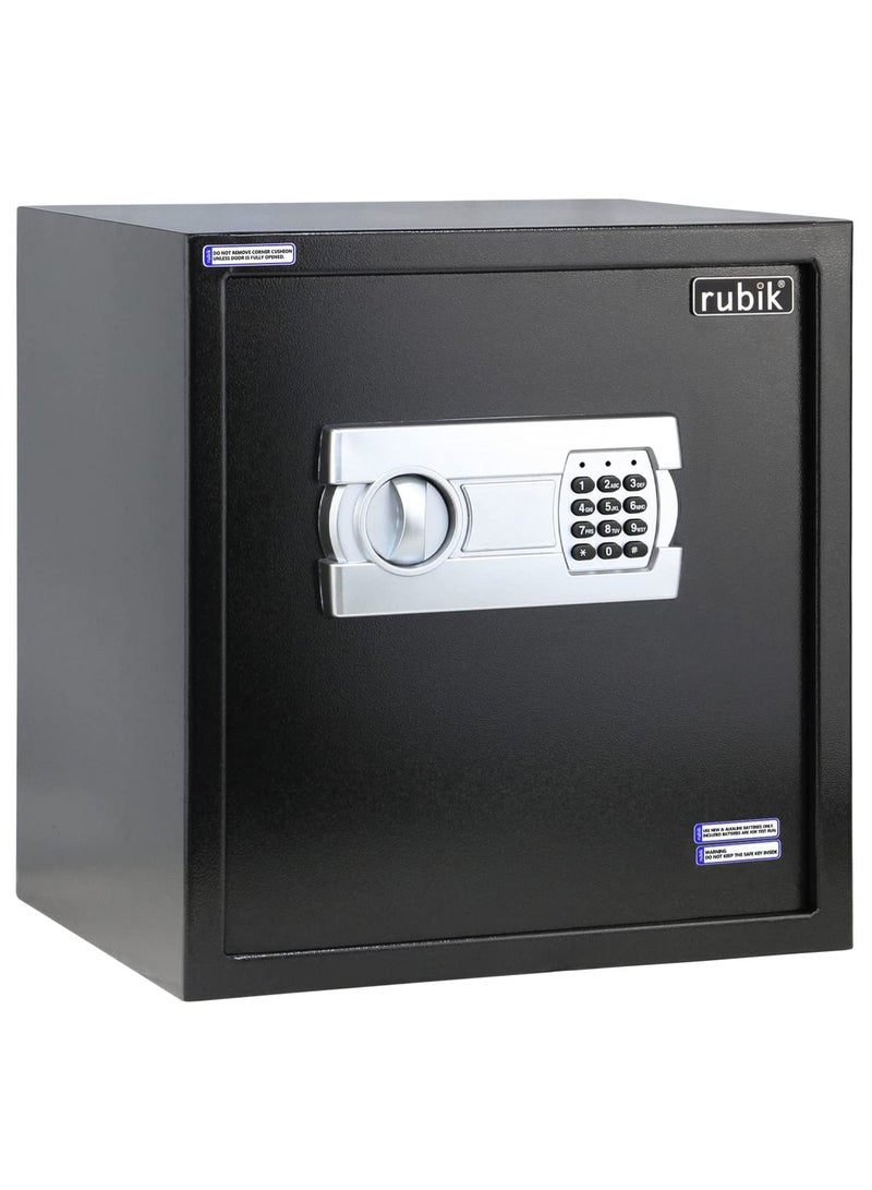 Rubik Large Safe Box for Home Office with Digital Keypad and Key Lock, Security Locker Protect Documents Cash Jewelry Passports (Size 40x38x30cm) Black  - Image 1