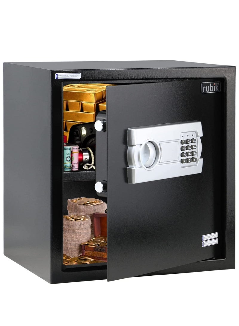 Rubik Large Safe Box for Home Office with Digital Keypad and Key Lock, Security Locker Protect Documents Cash Jewelry Passports (Size 40x38x30cm) Black  - Image 4