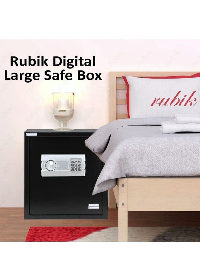 Rubik Large Safe Box for Home Office with Digital Keypad and Key Lock, Security Locker Protect Documents Cash Jewelry Passports (Size 40x38x30cm) Black  - Image 2
