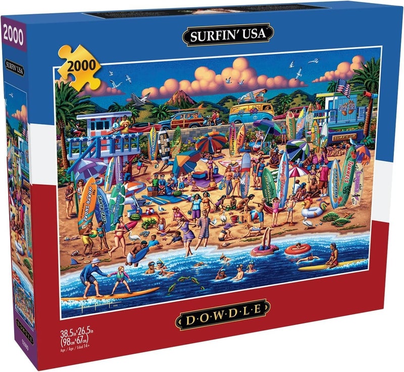 Buffalo Games - Dowdle - Dowdle: Surfin' USA - 2000 Piece Jigsaw Puzzle for Adults Challenging Puzzle Perfect for Game Nights - Finished Size is 38.50 x 26.50 - Image 1