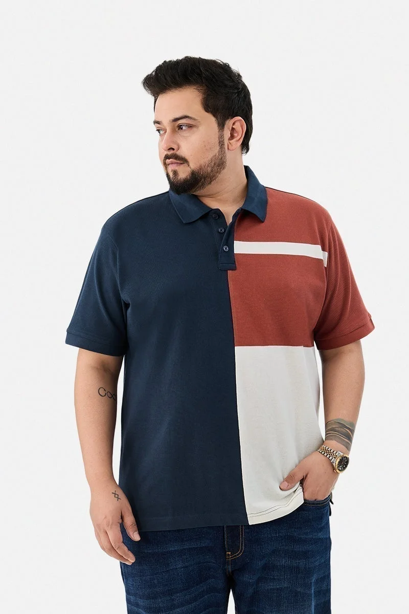 SNITCH Colour-block Plus Size Polo T-Shirt