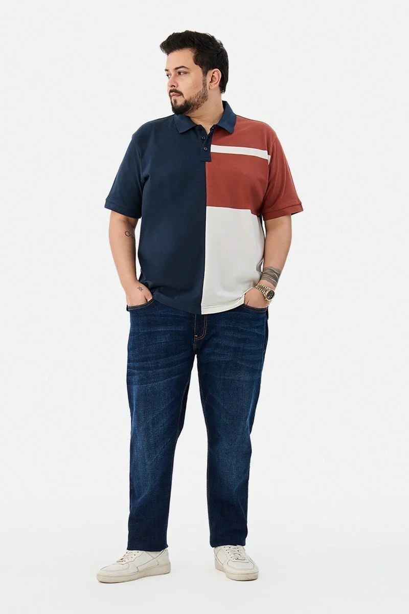 SNITCH Colour-block Plus Size Polo T-Shirt