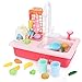BOBXIN Play Sink with Running Water Kids Pretend Play Kitchen Toy Sink for Toddler Role Play Electric Dishwasher Kitchen Water Toys Set with Upgraded Working Faucet and Dishes Playset for Girl Boy - Image 4