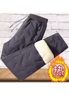 Mens Winter Fleece-Lined Down Pants Gray straight