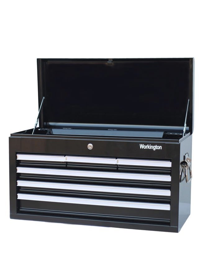 Workington Professional Industrial Portable Metal Tool Chest with 6 Drawers, 26" 6-Drawer Tool Chest Cabinet with Ball Bearing Drawer Slides, Steel Tool Storage Box Organizer 4015 Black - Image 1