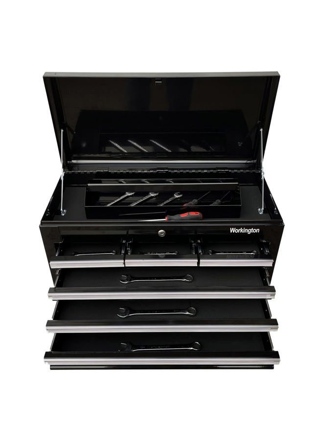 Workington Professional Industrial Portable Metal Tool Chest with 6 Drawers, 26" 6-Drawer Tool Chest Cabinet with Ball Bearing Drawer Slides, Steel Tool Storage Box Organizer 4015 Black - Image 5