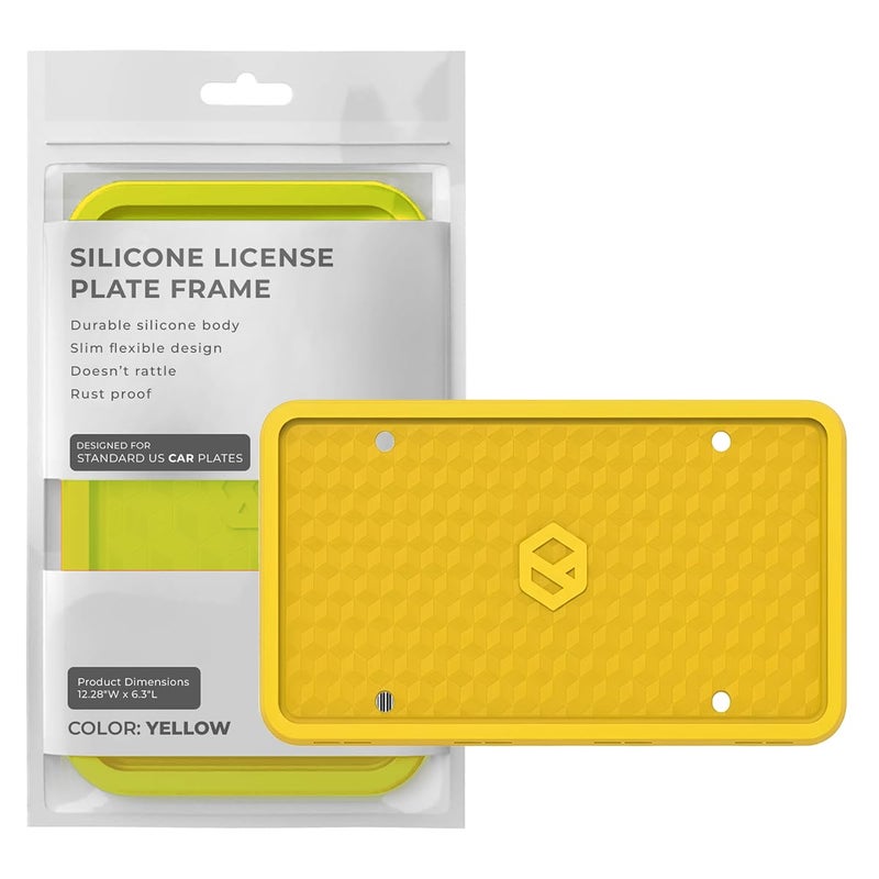 Rightcar Solutions Car Plate Frame Silicone License Plate Frame RustProof RattleProof WeatherProof License Plate Holder for Front or Rear Yellow 1 Pack - Image 3