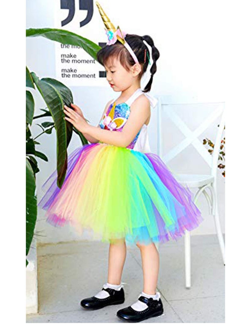 Loquat Tutu Dreams Unicorn Costume for Girls 7-8Y with Headband and Wings Designs Birthday Party Gifts XL - Image 3