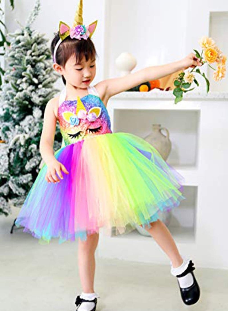 Loquat Tutu Dreams Unicorn Costume for Girls 7-8Y with Headband and Wings Designs Birthday Party Gifts XL - Image 2